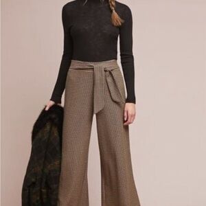 Anthropologie Cartonnier Womens Houndstooth Wide Leg Pants size small